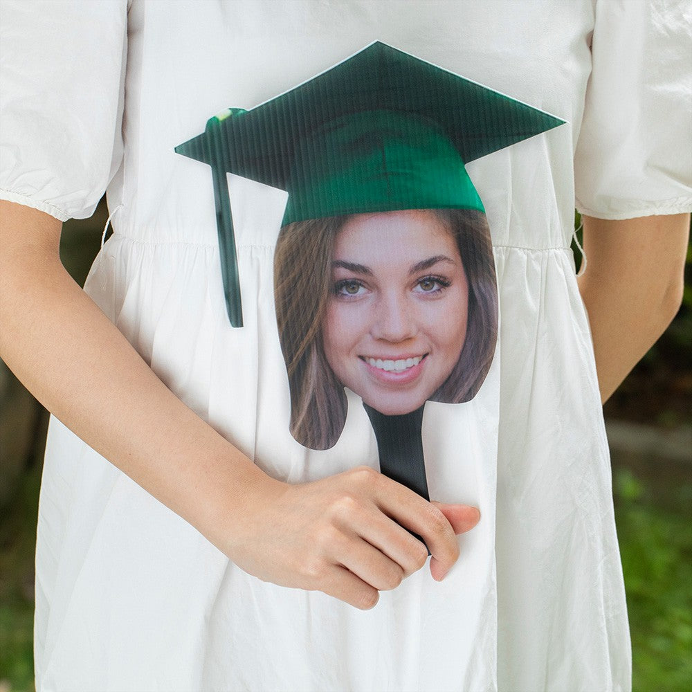 Custom Graduation Head Cut Out Fan with Grad Cap, Head Cutout on Stick Fan, Multi-Size/Pack, Congrats Grad Gift for Graduates/Students/Friends
