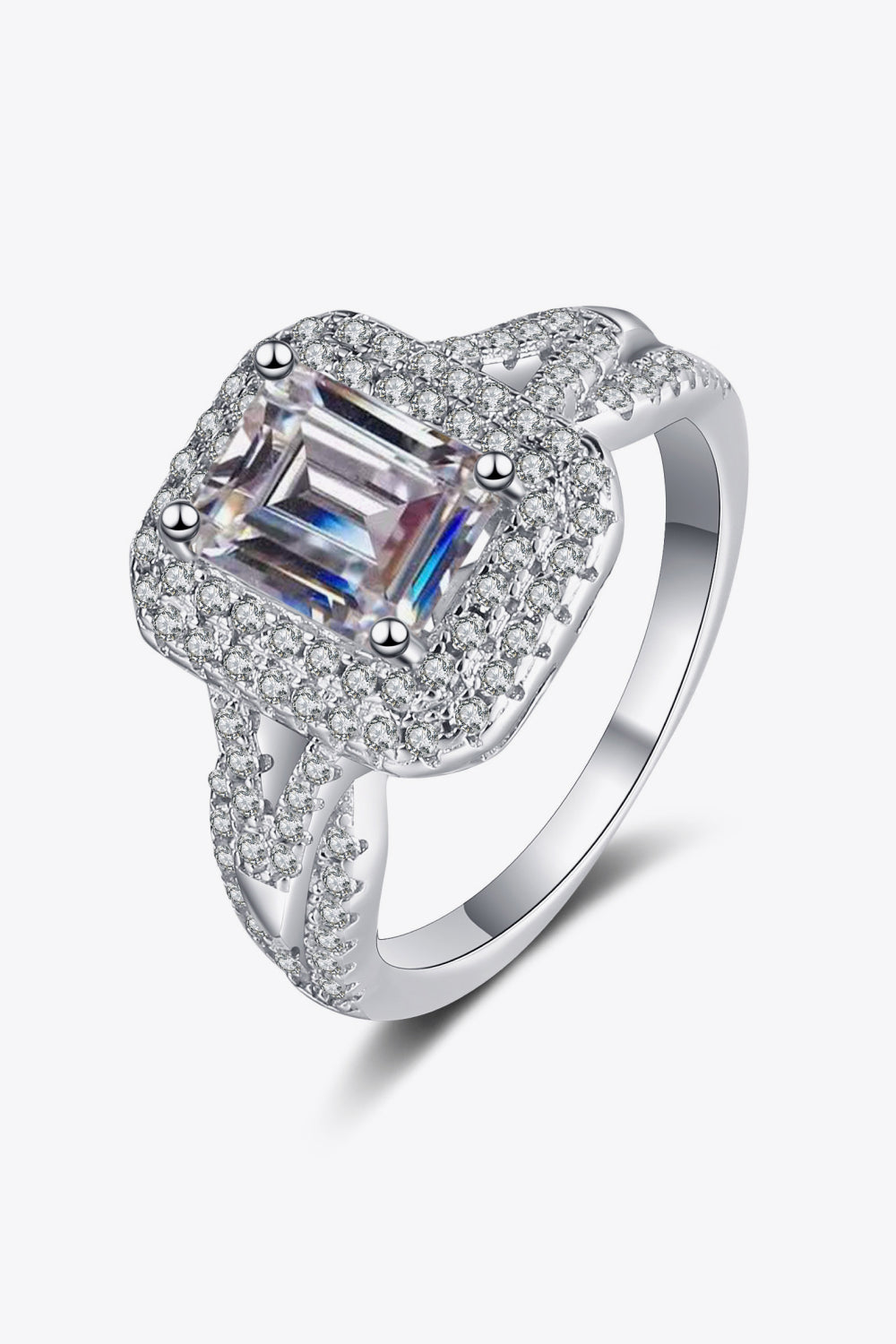 Double Cluster Halo 2 Carat Moissanite Ring
