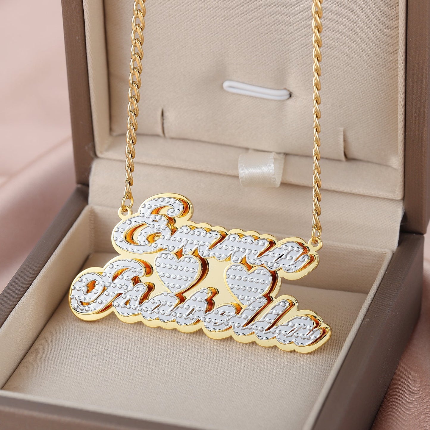 90's 2 Tone 2 Name Double Layer Name Necklace