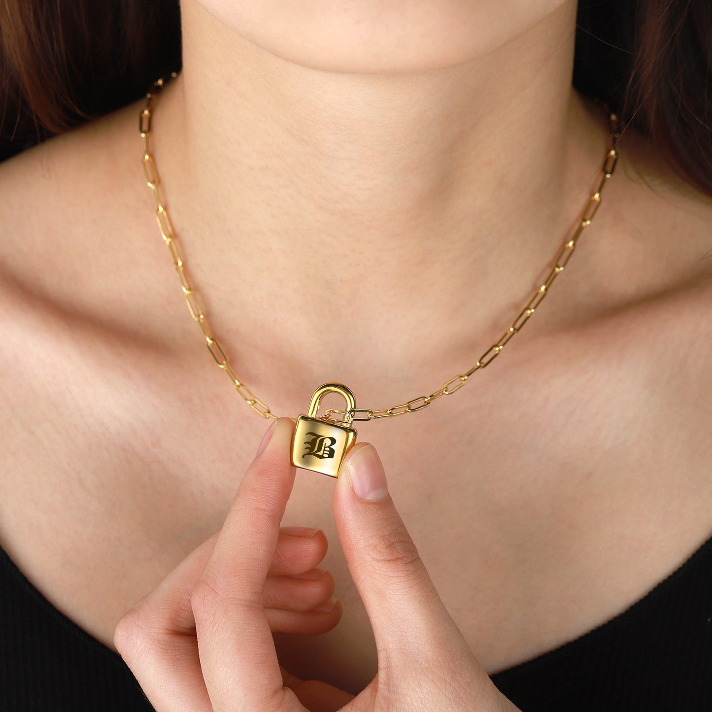 Paper Clip Chain Lock Necklace