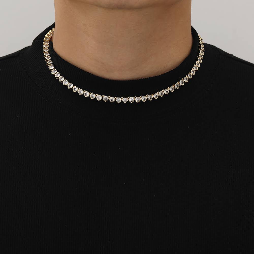 18k Gold Filled Heart Shape Tennis Jewelry Set