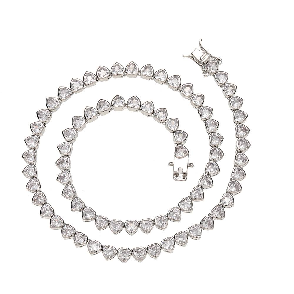 18k Gold Filled Heart Shape Tennis Jewelry Set