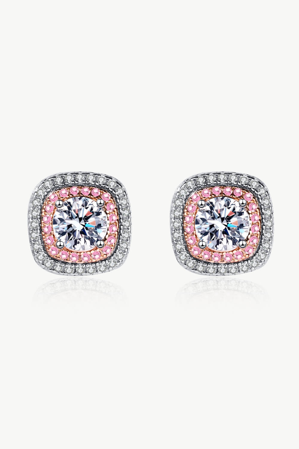 Sweetheart Double Halo Moissanite Stud Earrings
