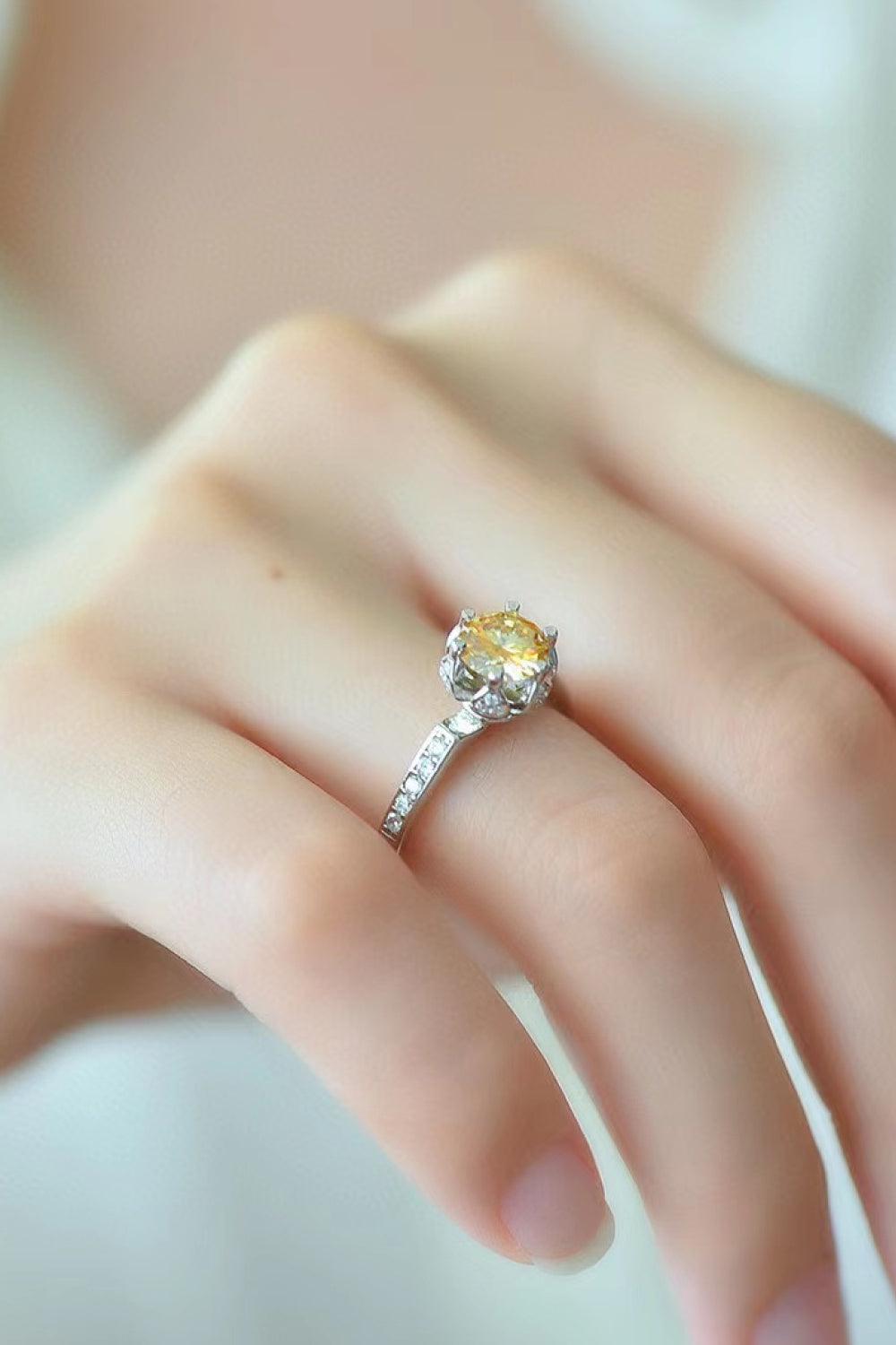 Studded Prong 2 Carat Moissanite Ring