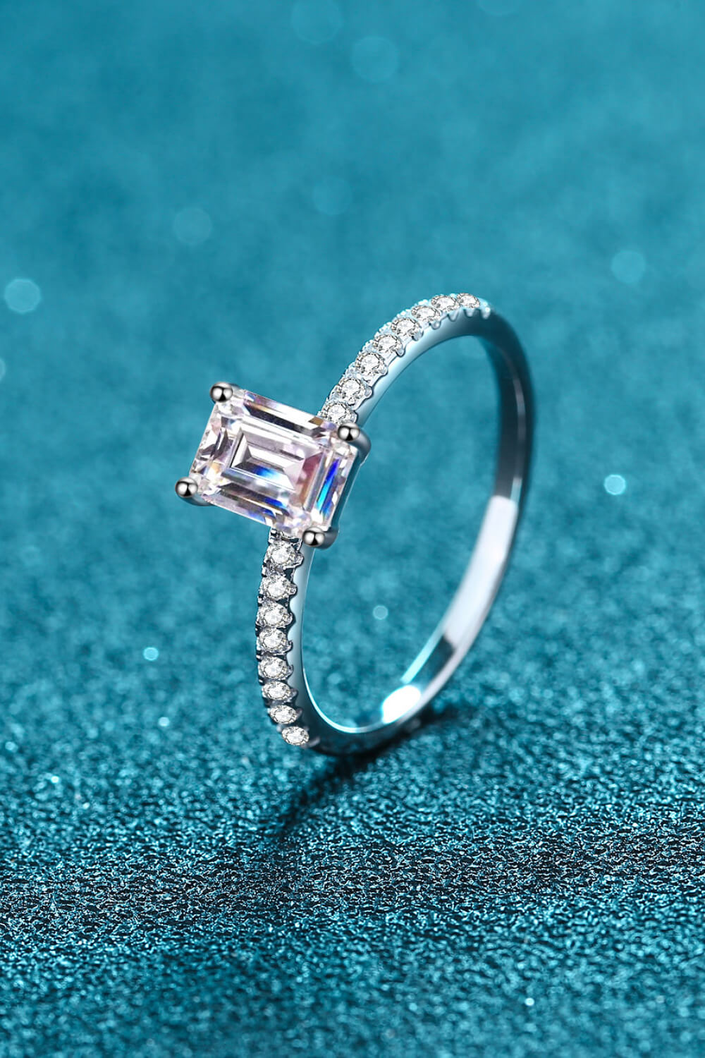 Emerald Cut 4-Prong Moissanite Ring