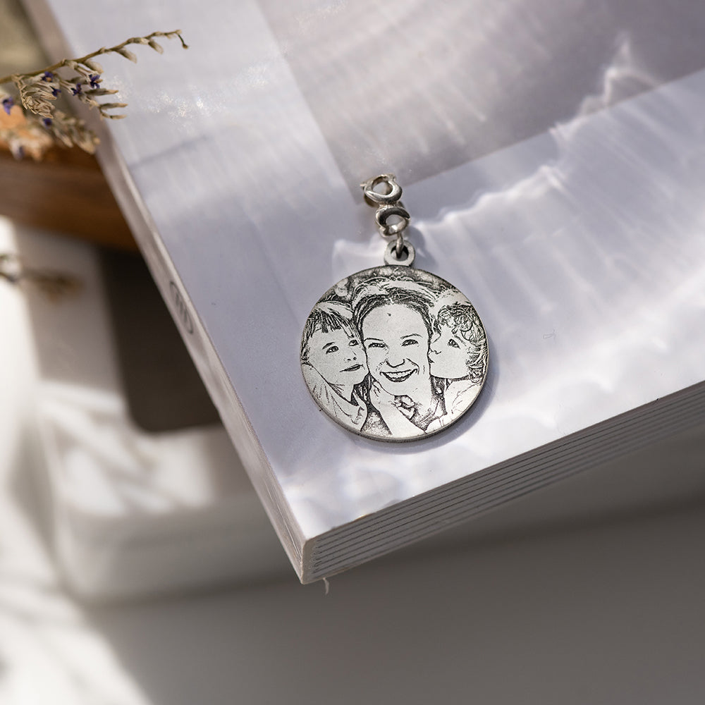 Photo Engraved Sterling Silver Photo Charm