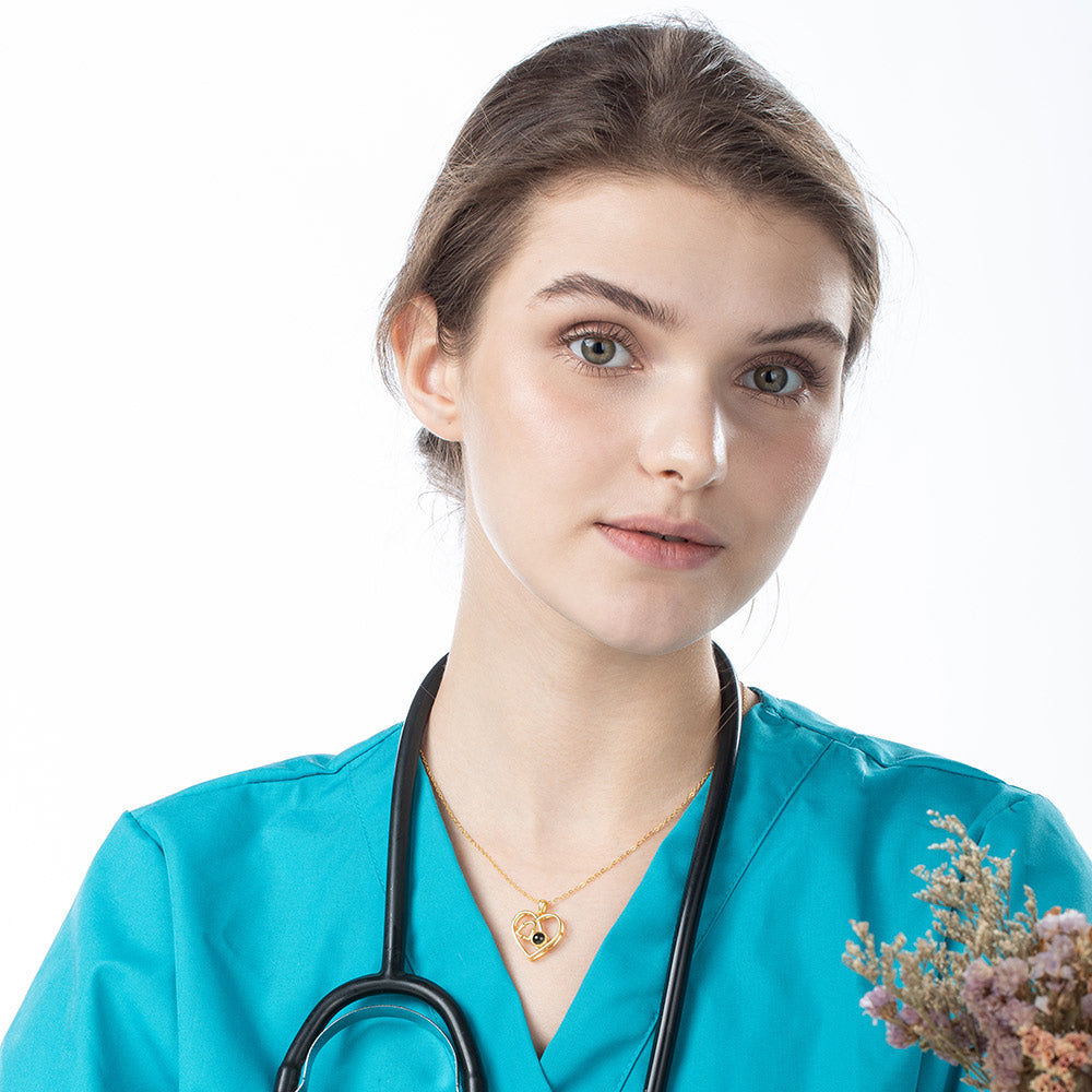 Personalized Heart Stethoscope Projection Necklace Photo Only