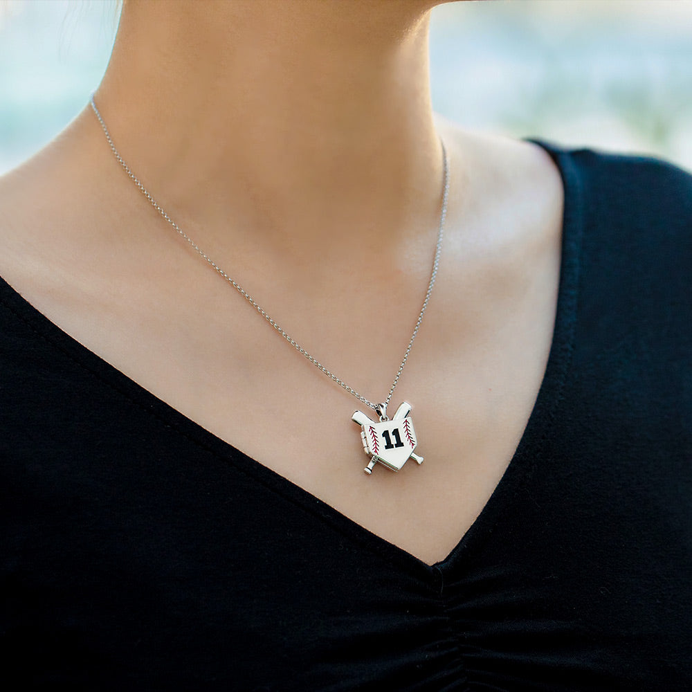 Baseball Home Plate Necklace with Photo & Engraving