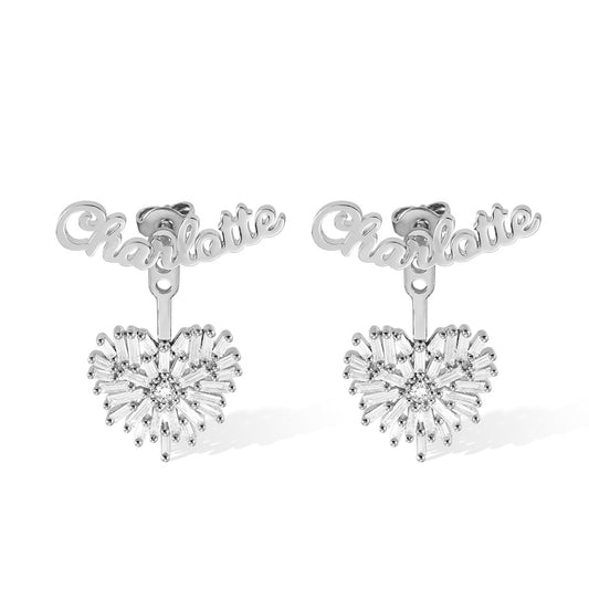 Personalized Heart Earrings Sterling Silver 925