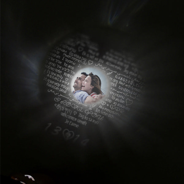 Personalized Crown Photo Projection Ring Set