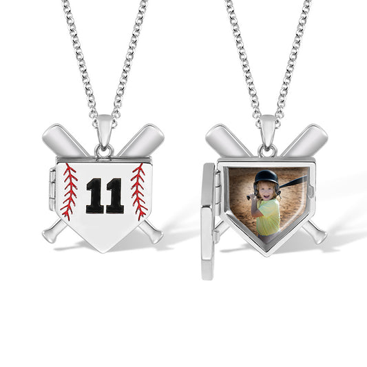 Baseball Home Plate Necklace with Photo & Engraving