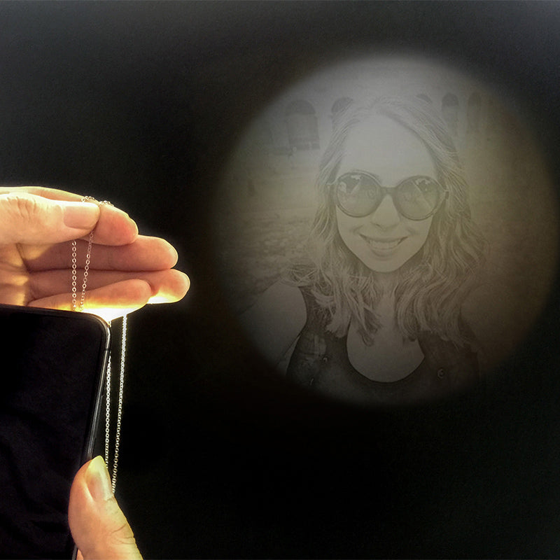 Personalized Mother-Child Projection Photo Necklace in Sterling Silver