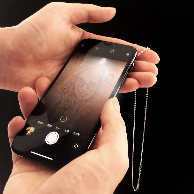 Personalized Mother-Child Projection Photo Necklace in Sterling Silver