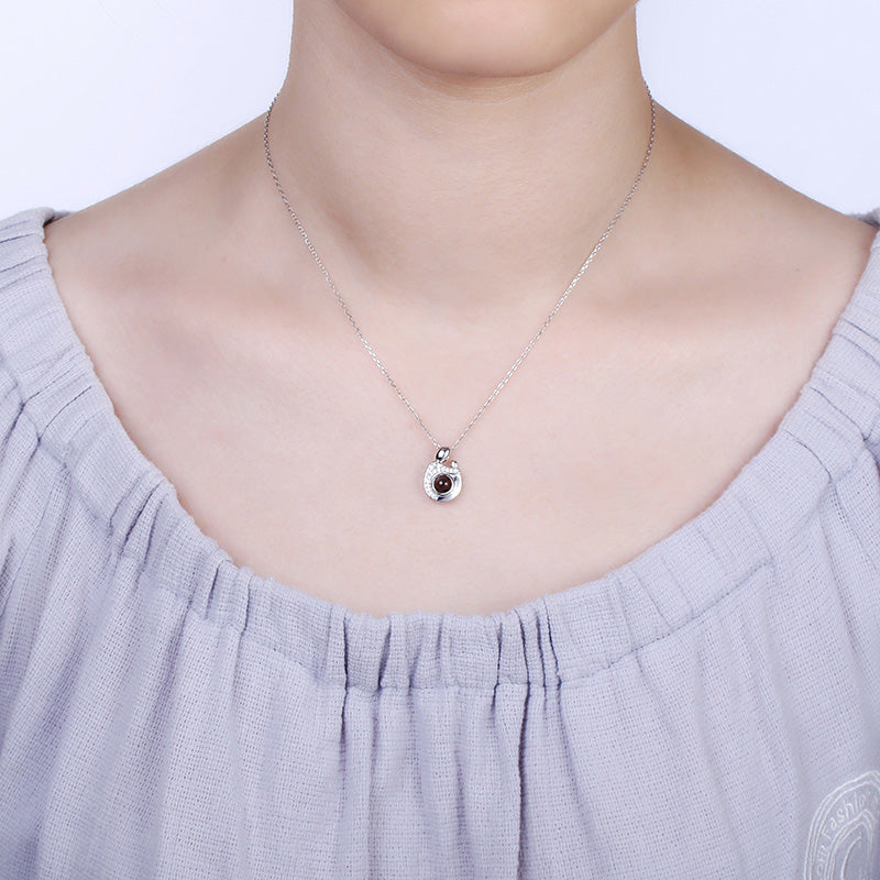 Personalized Mother-Child Projection Photo Necklace in Sterling Silver
