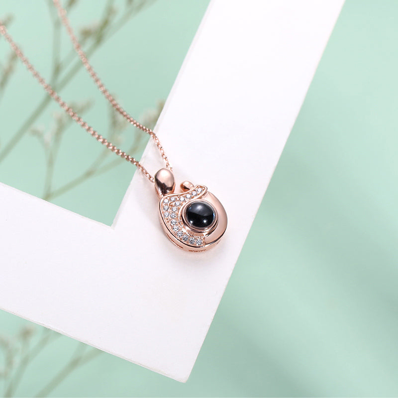 Personalized Mother-Child Projection Photo Necklace in Sterling Silver