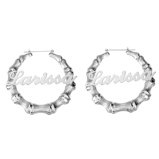 Personalized Bamboo Hoop Earrings
