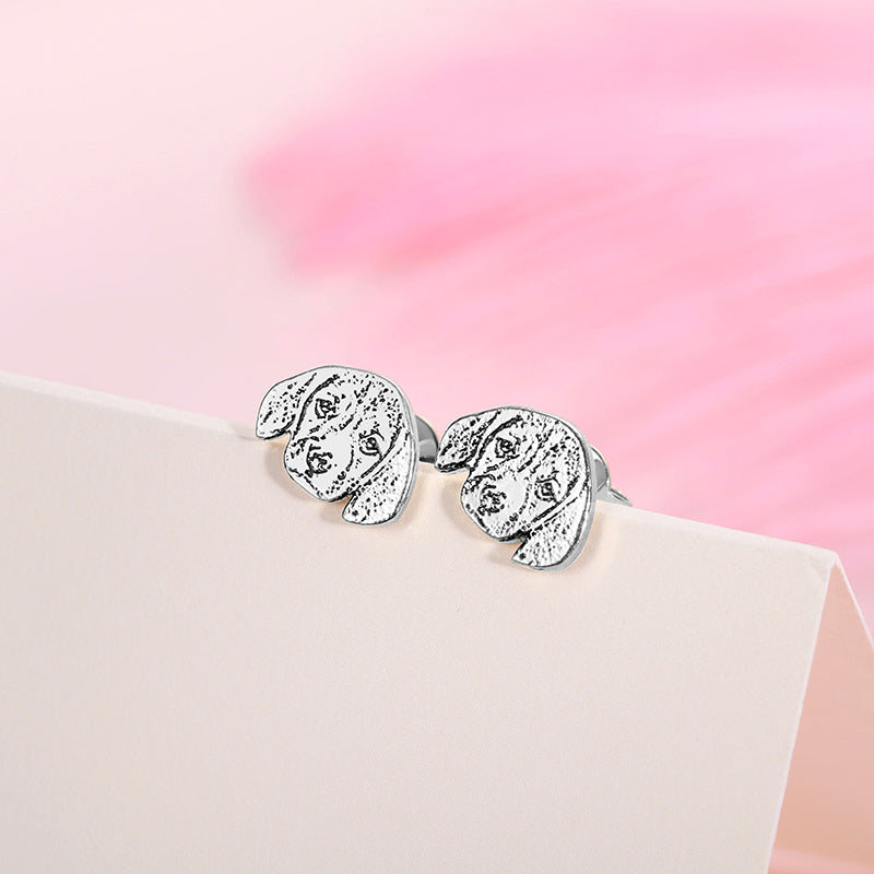 Personalized Pet Photo Stud Earrings in Silver