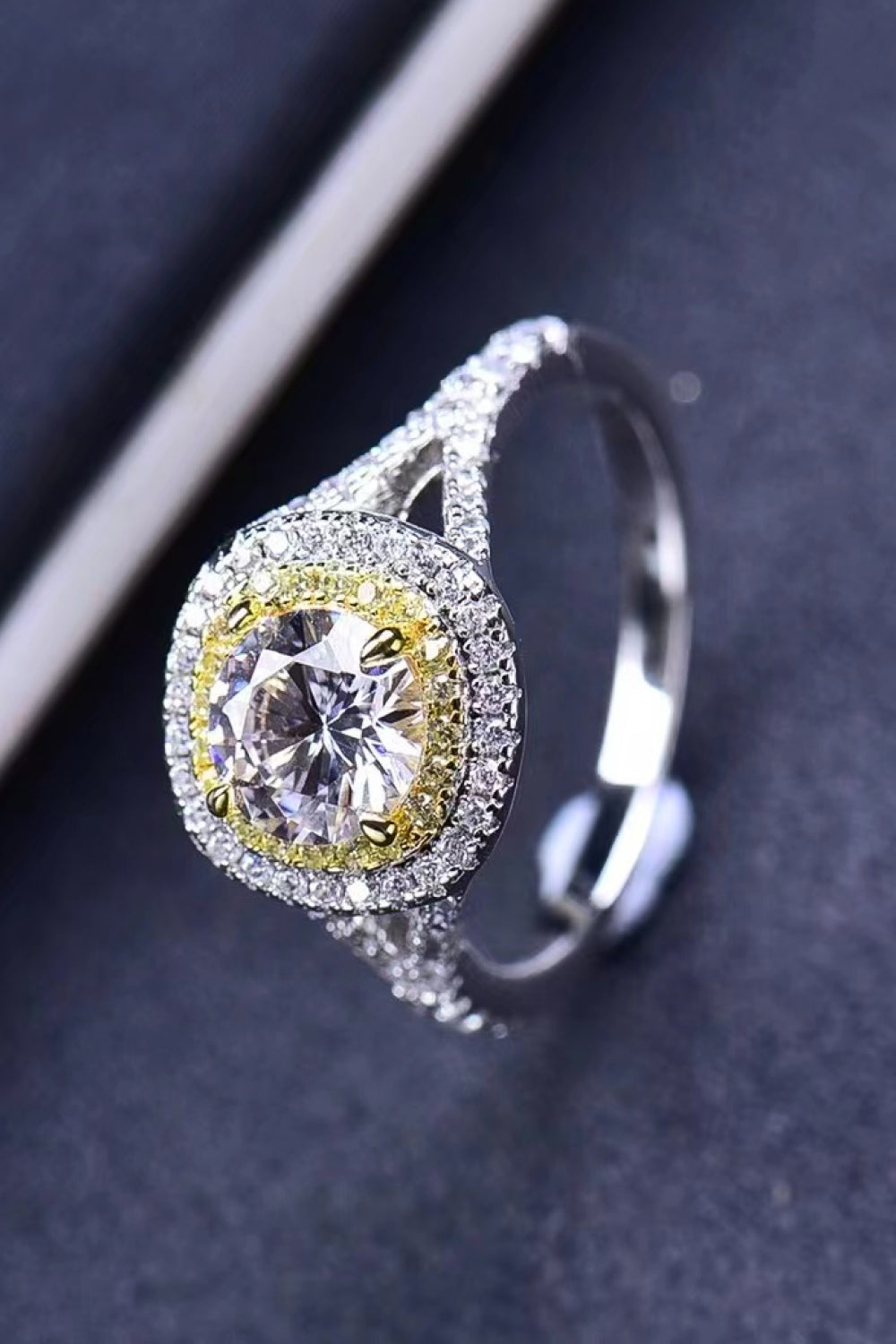 Two-Tone Double Halo Moissanite Ring