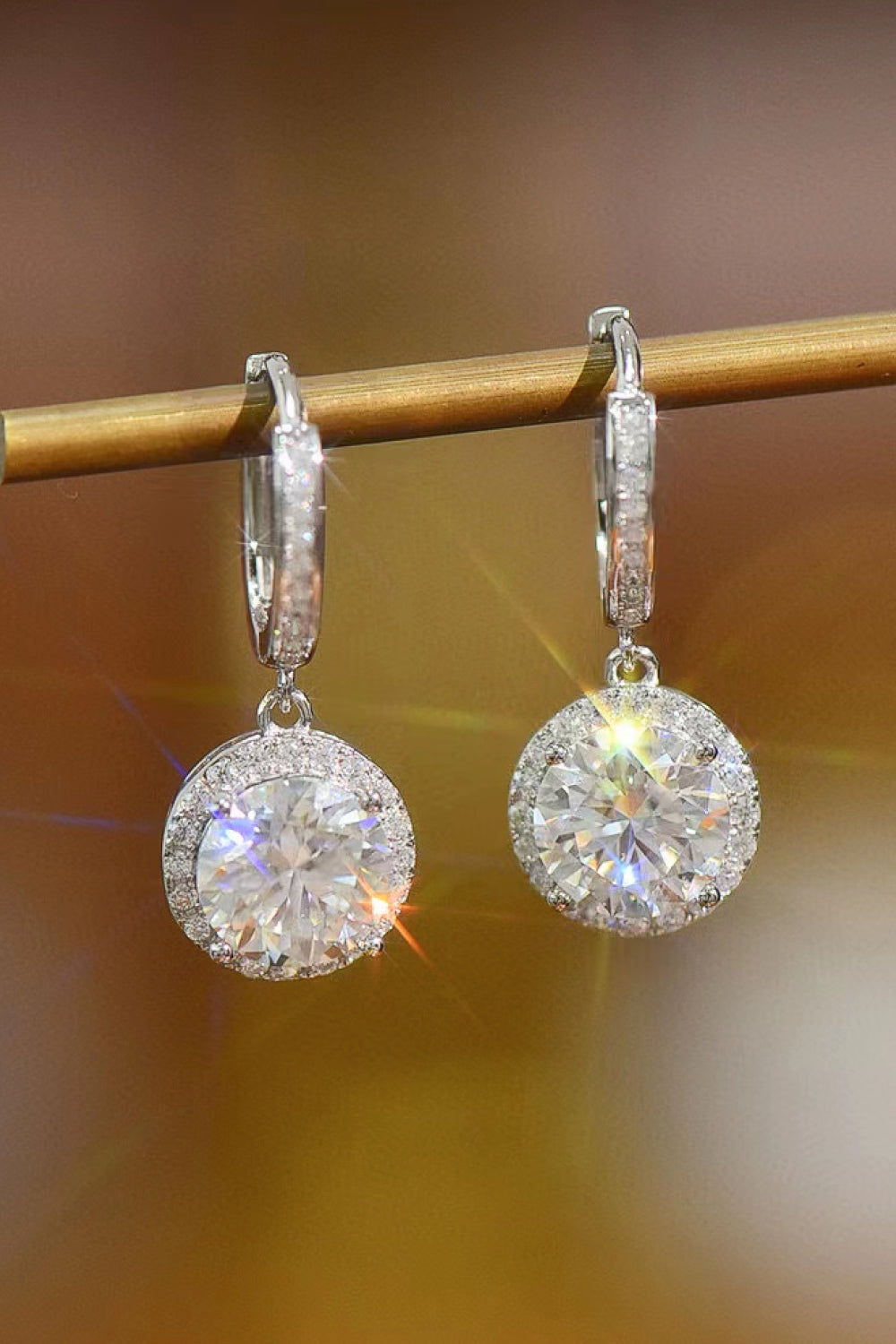2 Carat Moissanite Round Halo Cluster Earrings