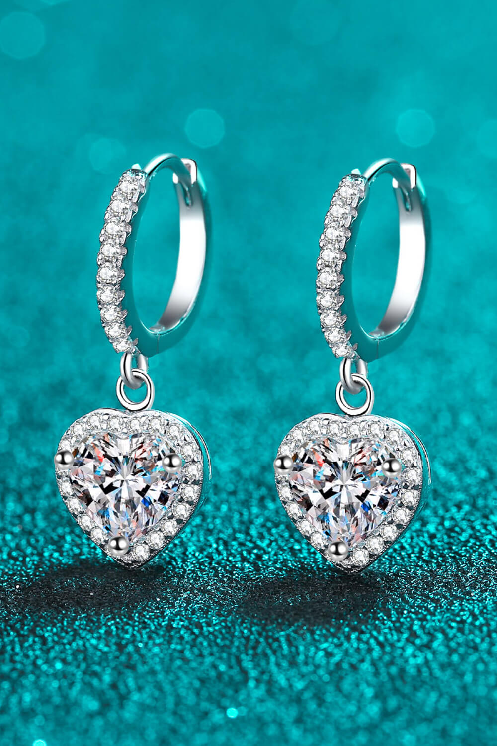 Classic Heart Moissanite Drop Earrings
