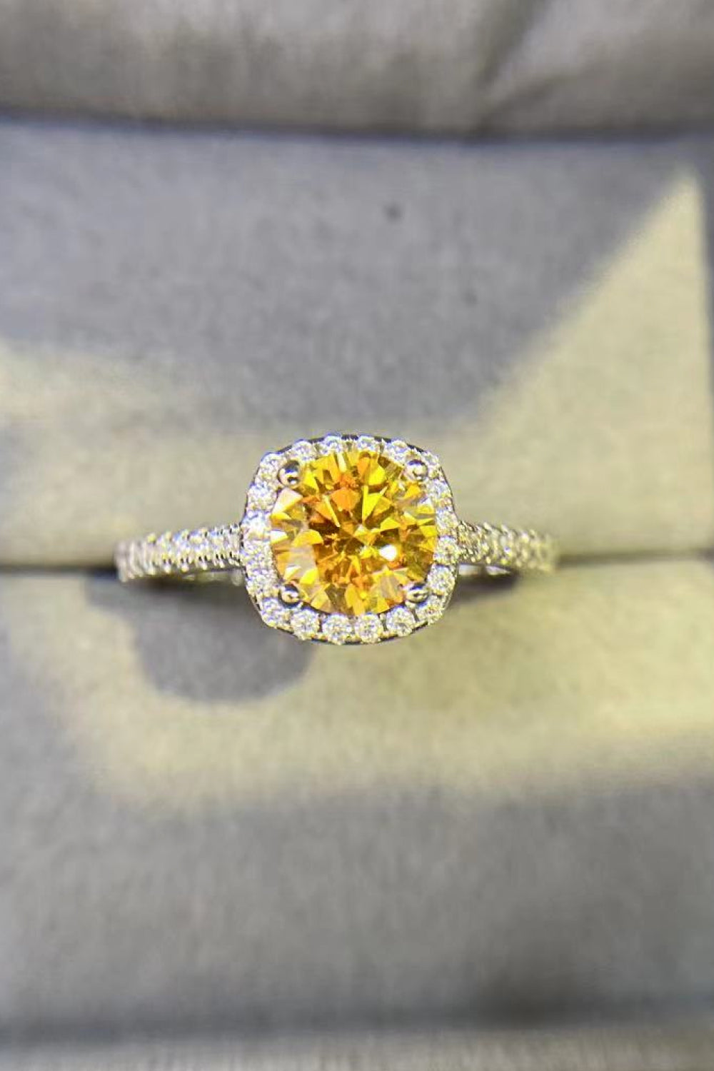3 Carat Yellow Asscher Moissanite Ring