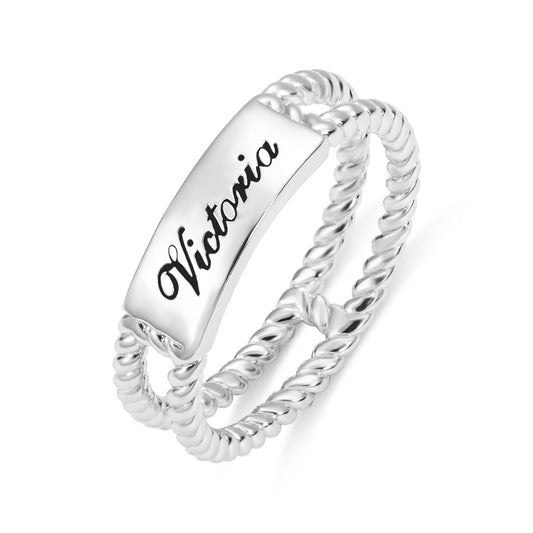 Personalized Twisted Rope Ring In Sterling Silvern 925
