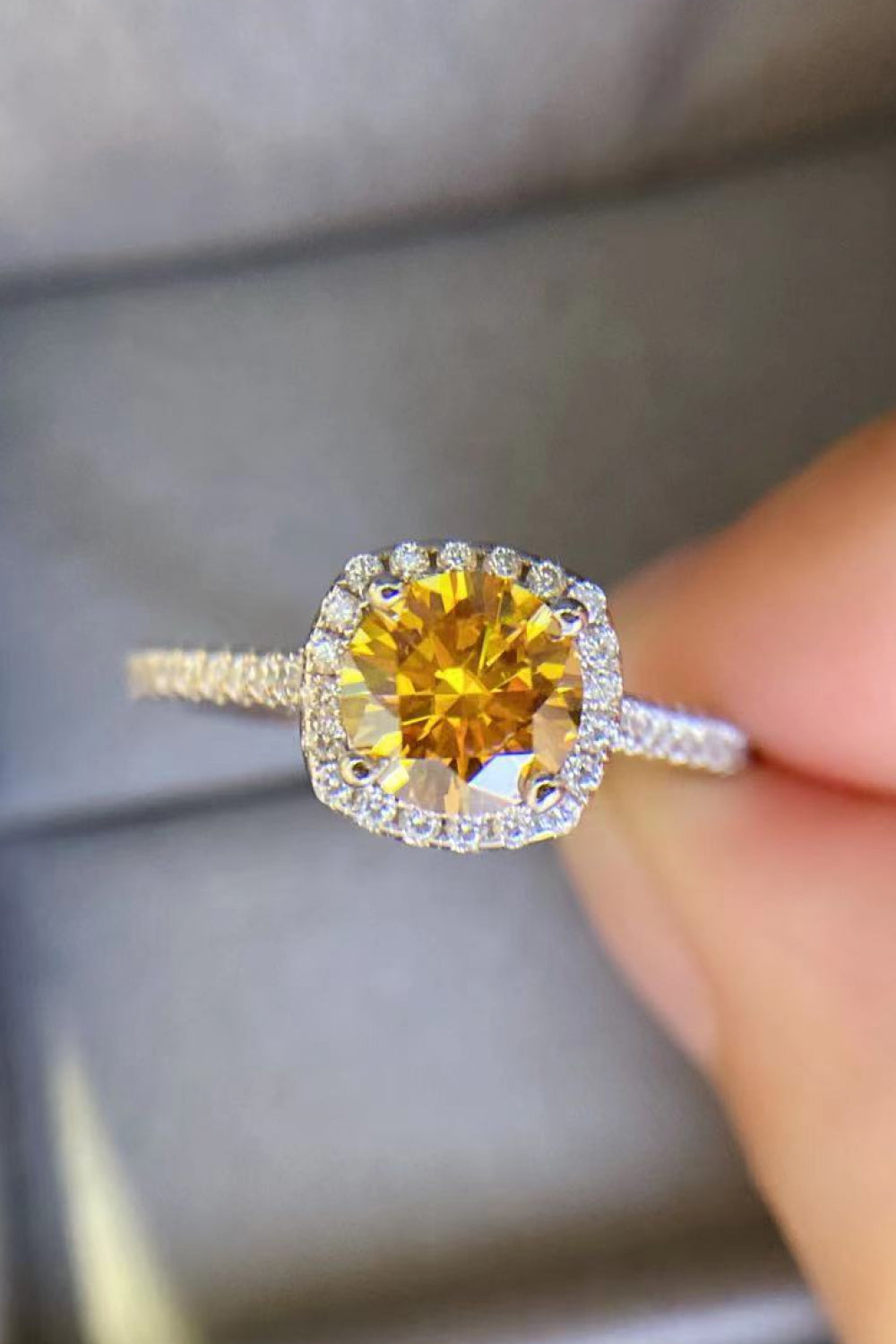 3 Carat Yellow Asscher Moissanite Ring