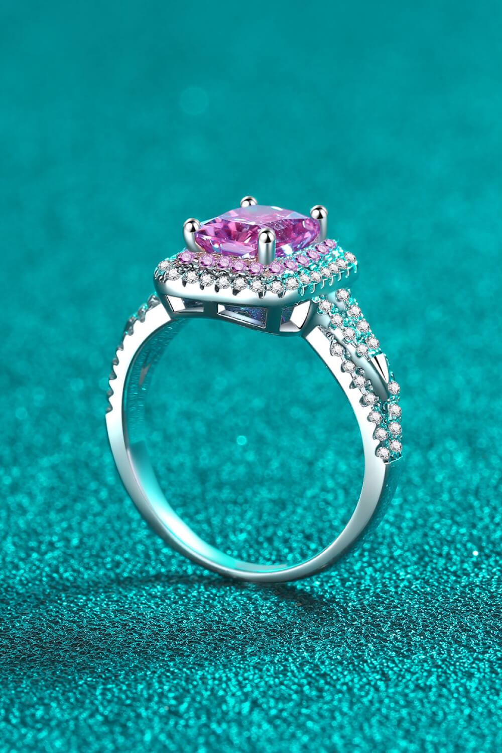 Double Cluster Halo 2 Carat Moissanite Ring