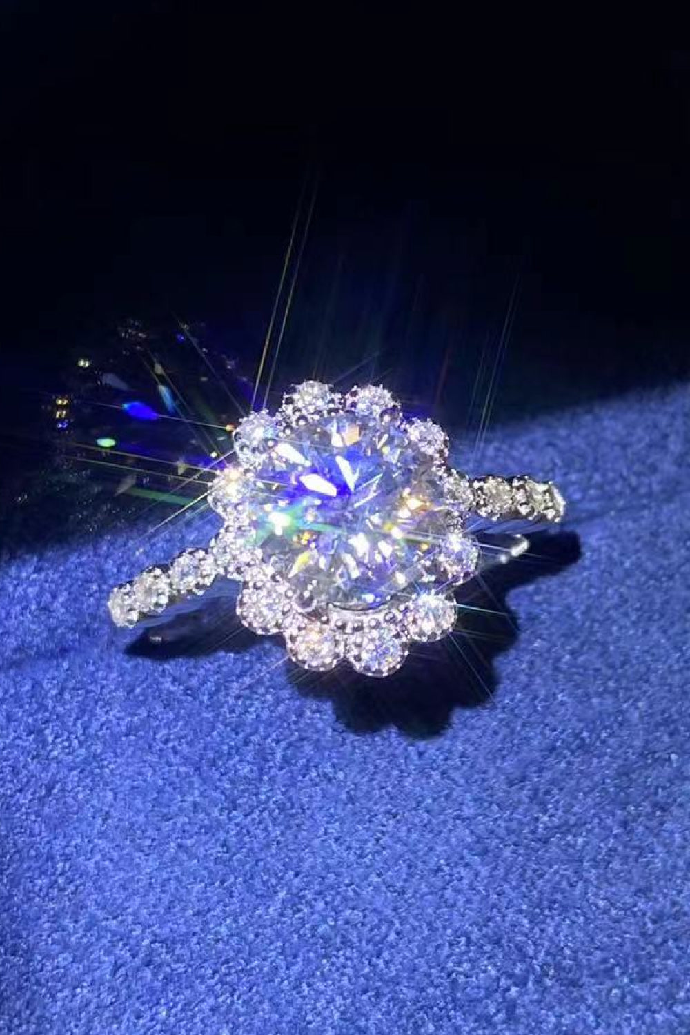 Delicate Cluster Halo Moissanite Ring