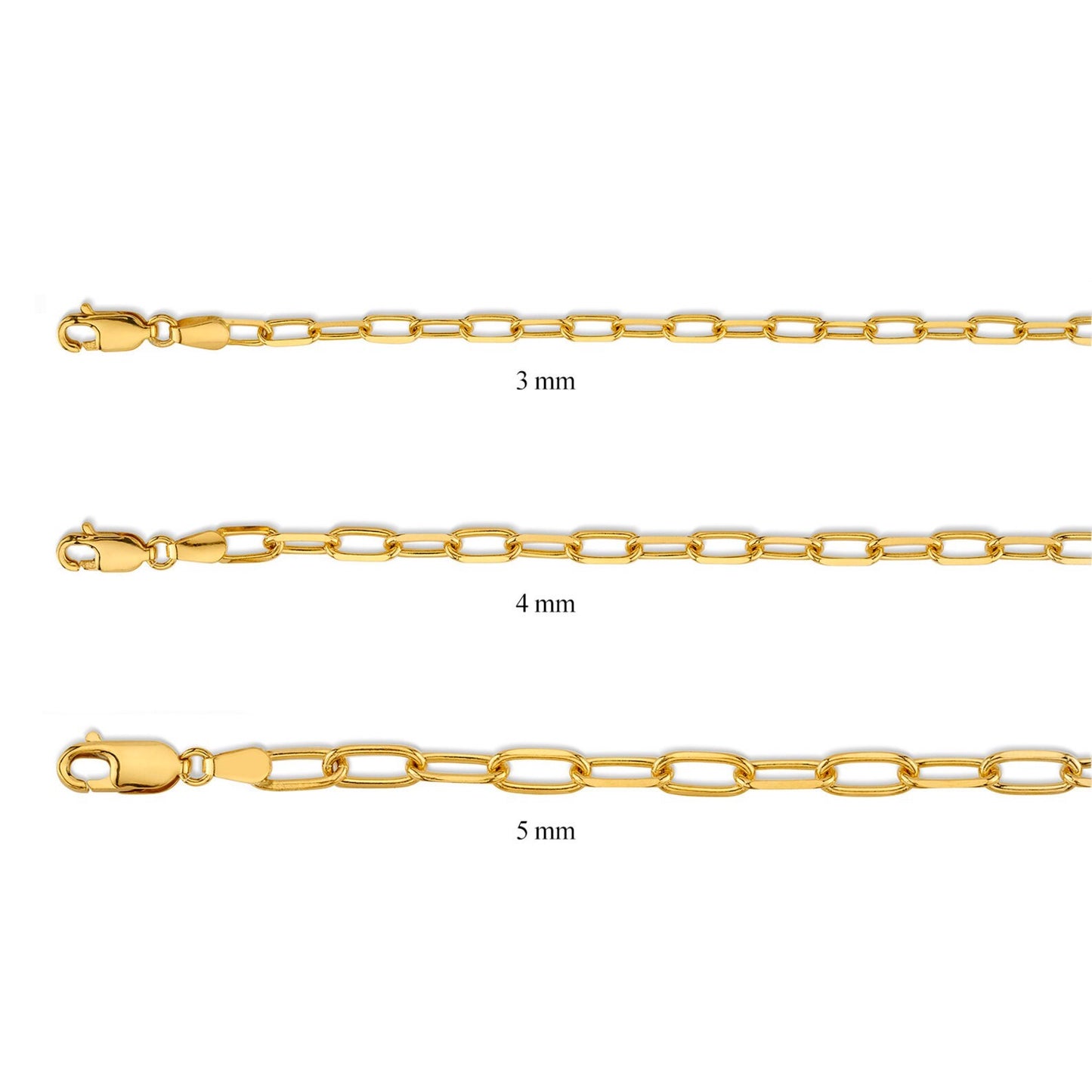 18K GOLD FILLED 3MM PAPER CLIP NECKLACE