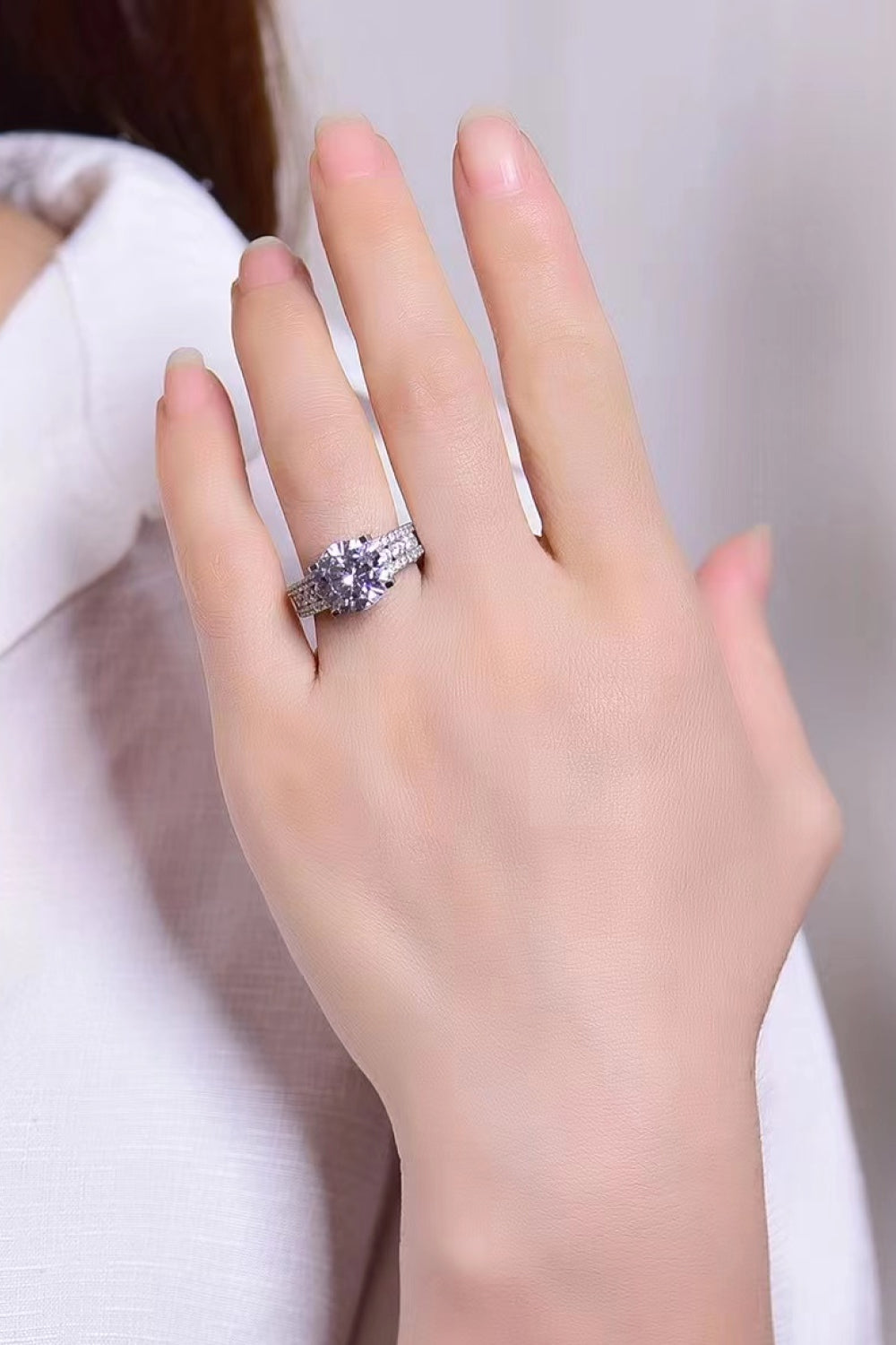 5 Carat 3-Row Moissanite Ring