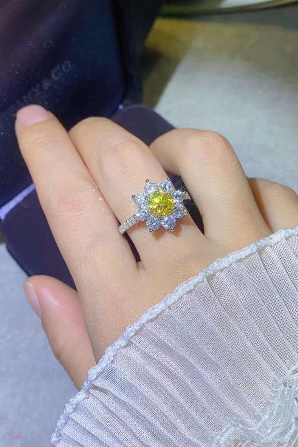 1 Carat Moissanite Daisy Ring