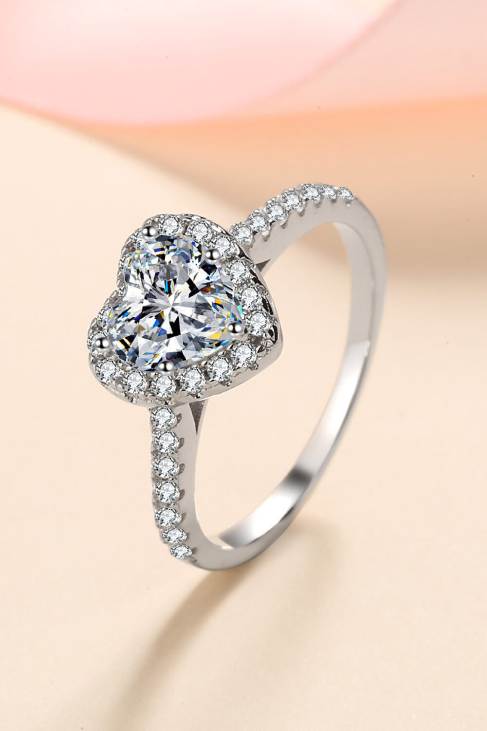 1 Carat Moissanite Heart-Halo Ring
