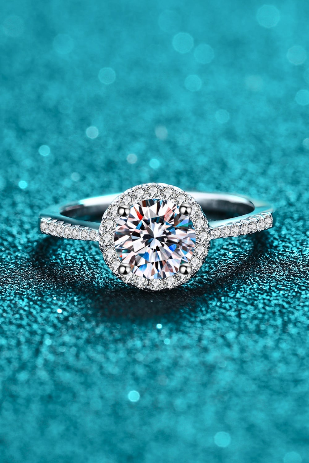 Dainty Round Halo Cluster Moissanite Ring