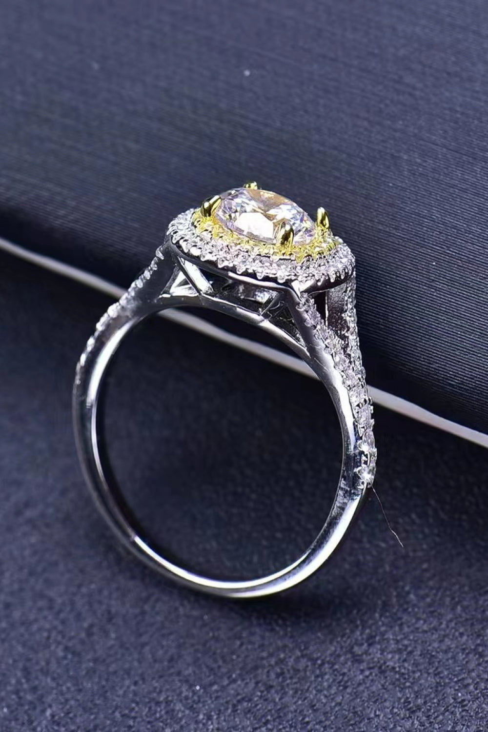 Two-Tone Double Halo Moissanite Ring