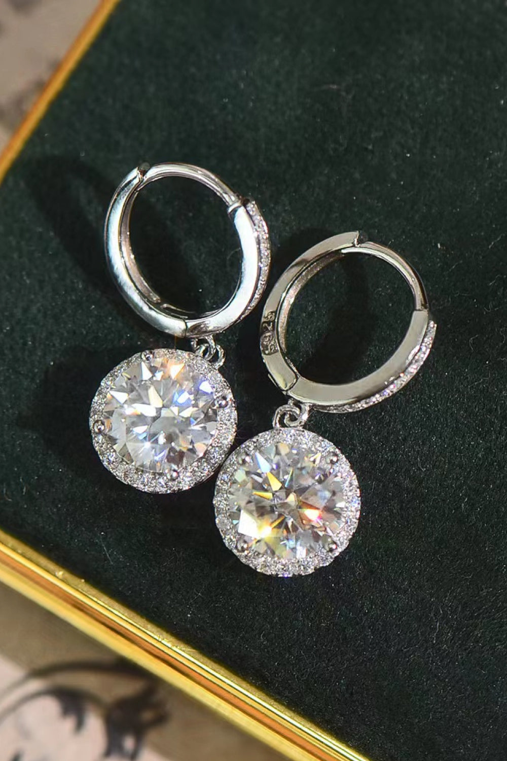 2 Carat Moissanite Round Halo Cluster Earrings