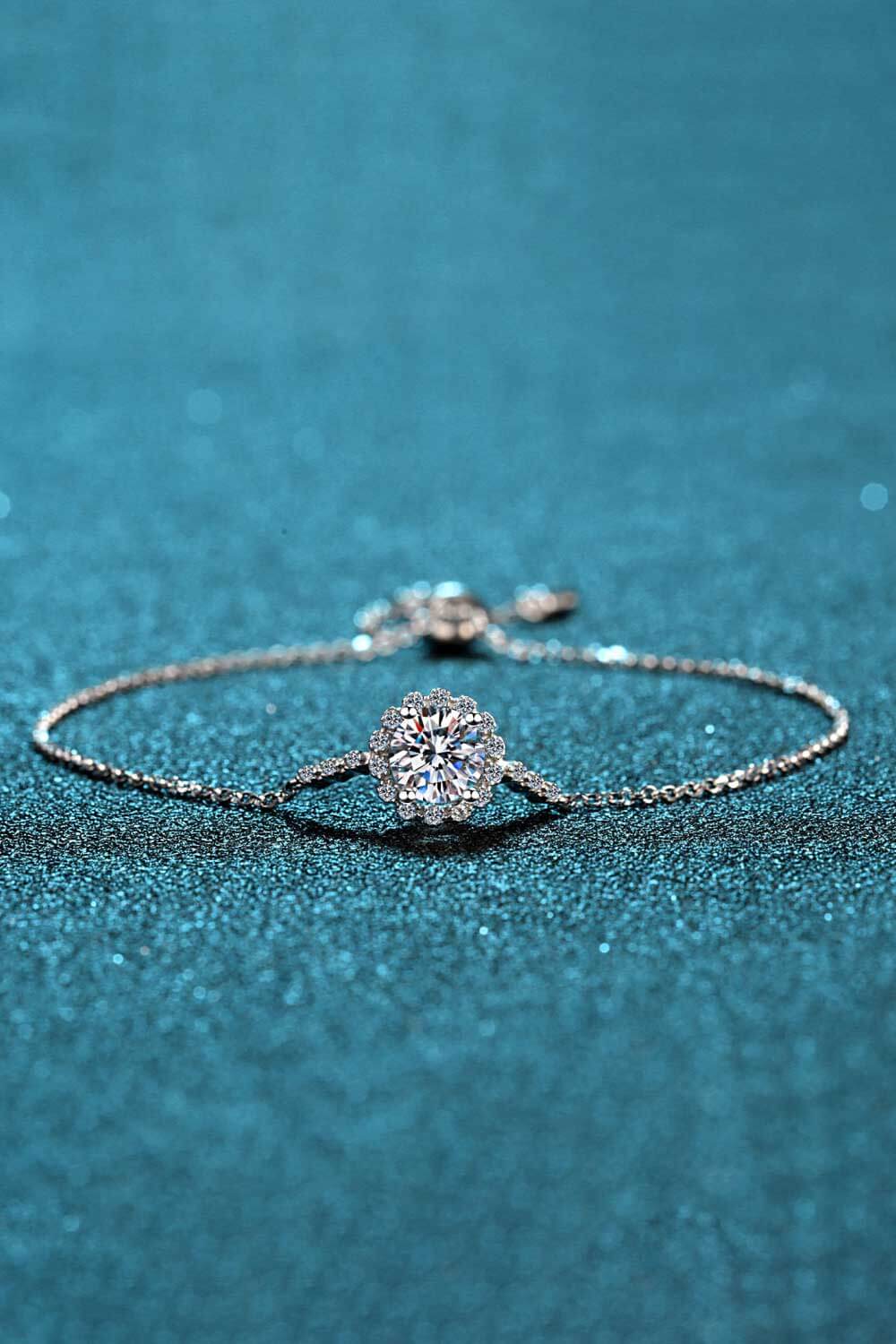 1 Carat Moissanite Halo Chain Bracelet