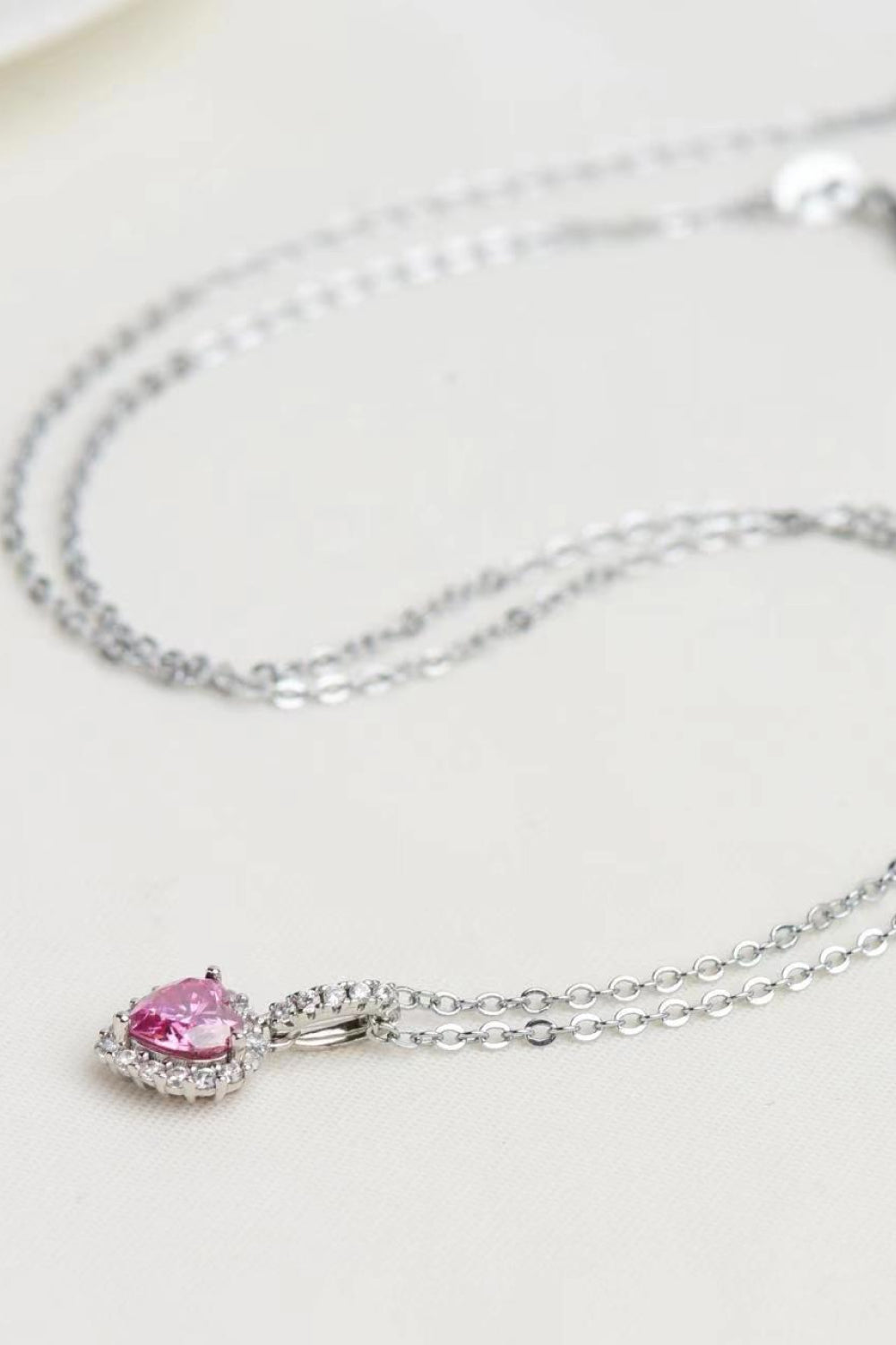 Pink Heart Moissanite Necklace