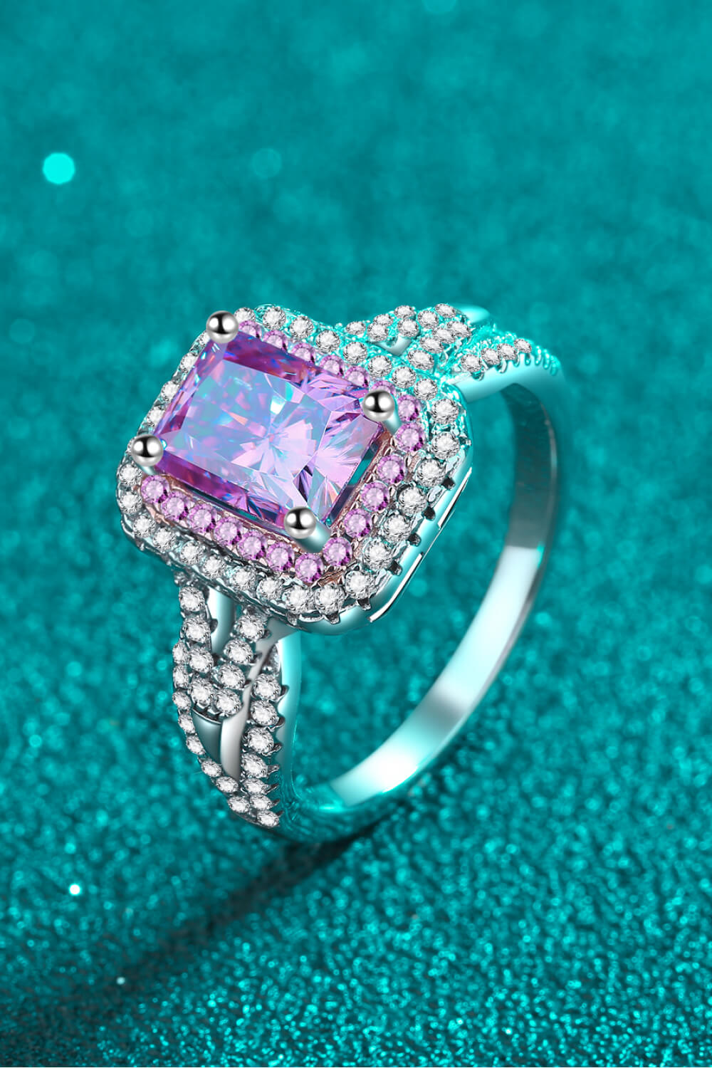 Double Cluster Halo 2 Carat Moissanite Ring