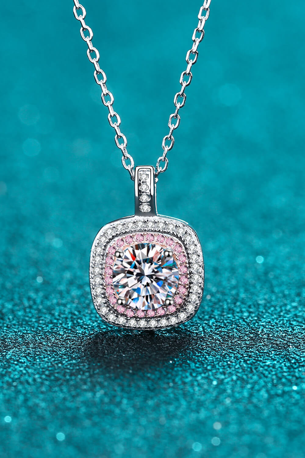 Sweetheart Double Halo Moissanite Necklace