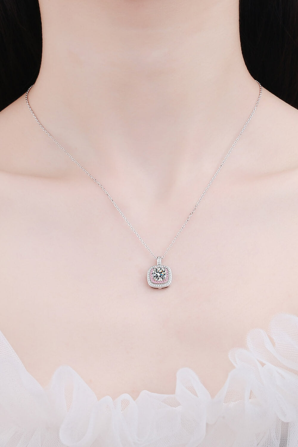 Sweetheart Double Halo Moissanite Necklace