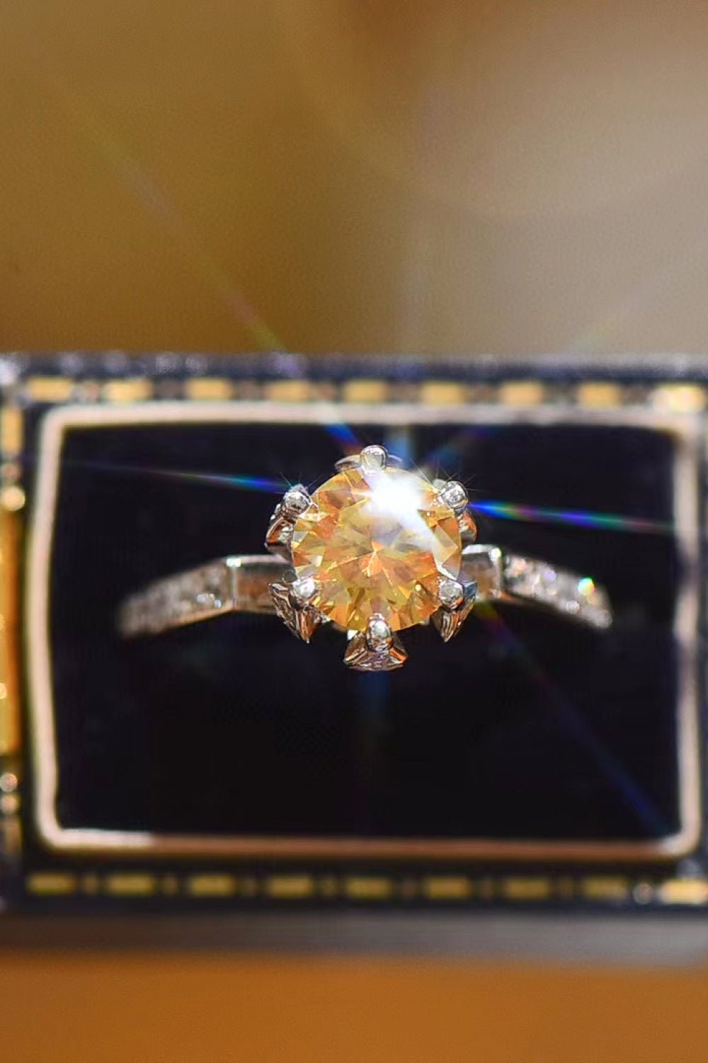 Studded Prong 2 Carat Moissanite Ring