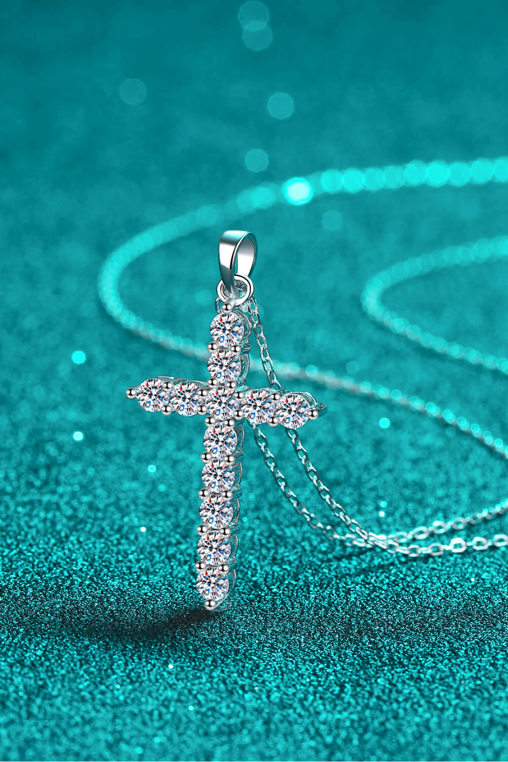 Cluster Cross Moissanite Necklace