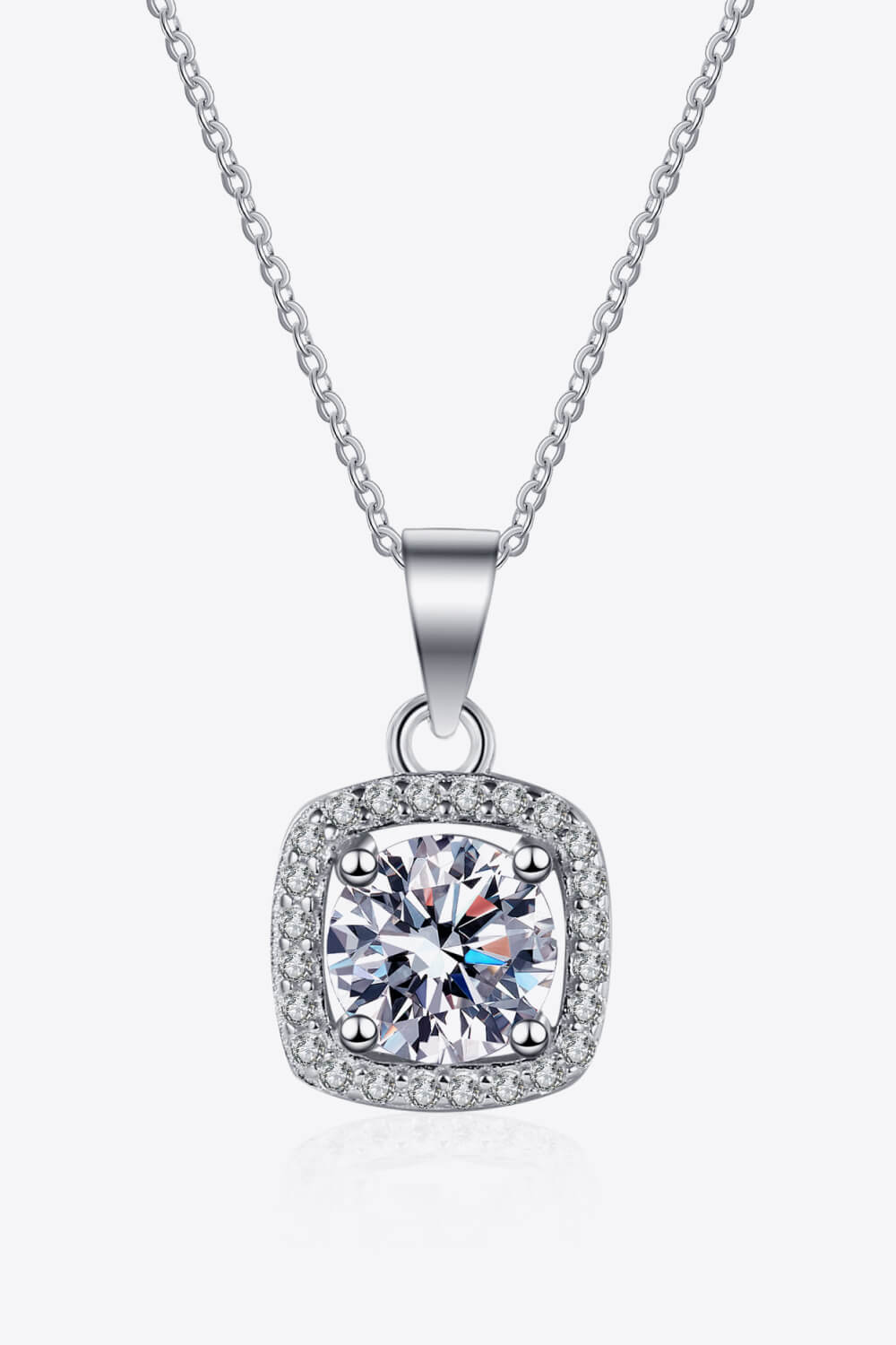 Square Halo Moissanite Necklace