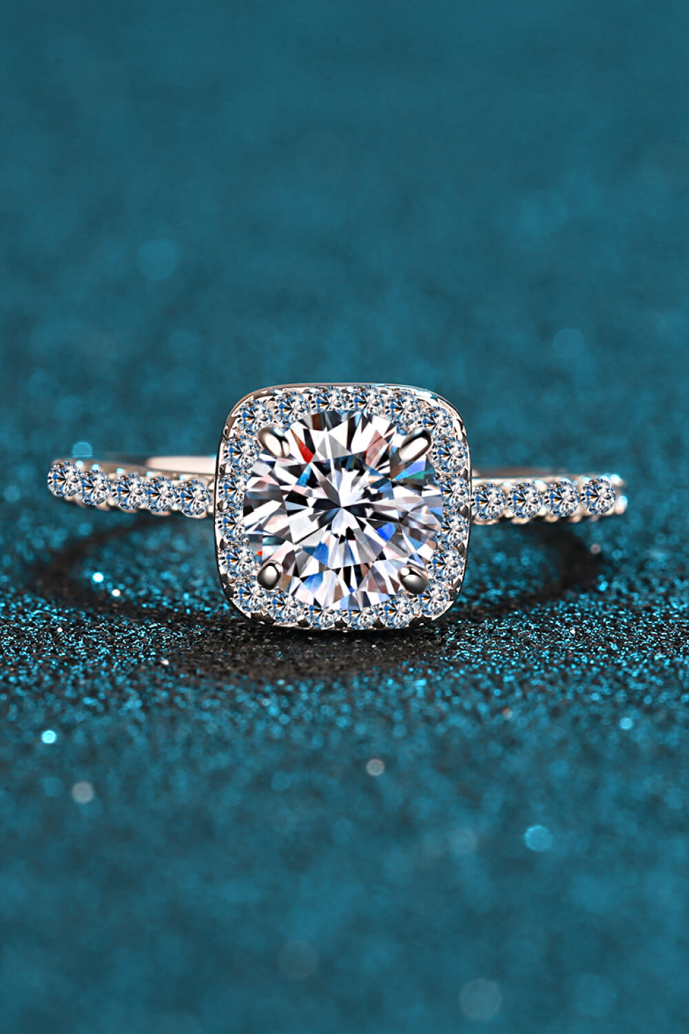 Classic Square Halo Moissanite Ring