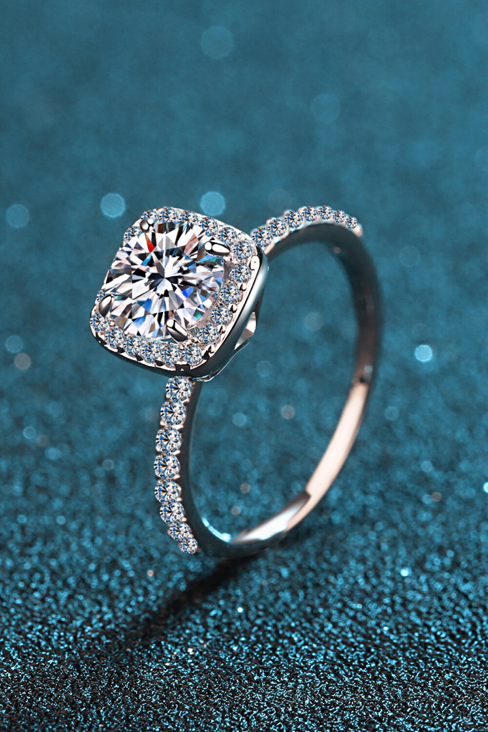 Classic Square Halo Moissanite Ring