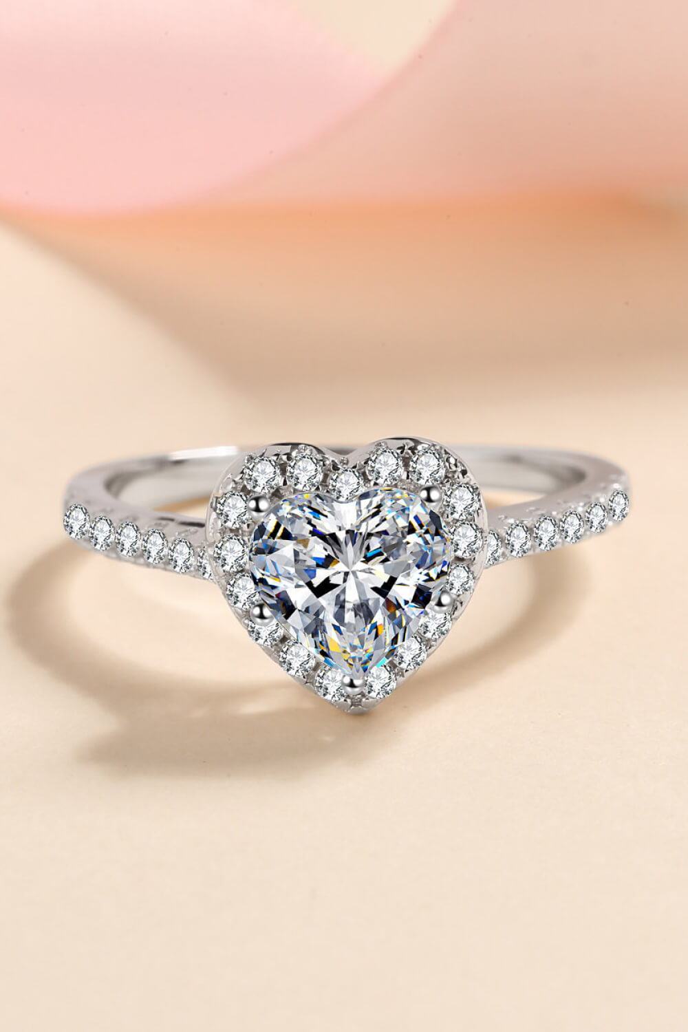 1 Carat Moissanite Heart-Halo Ring