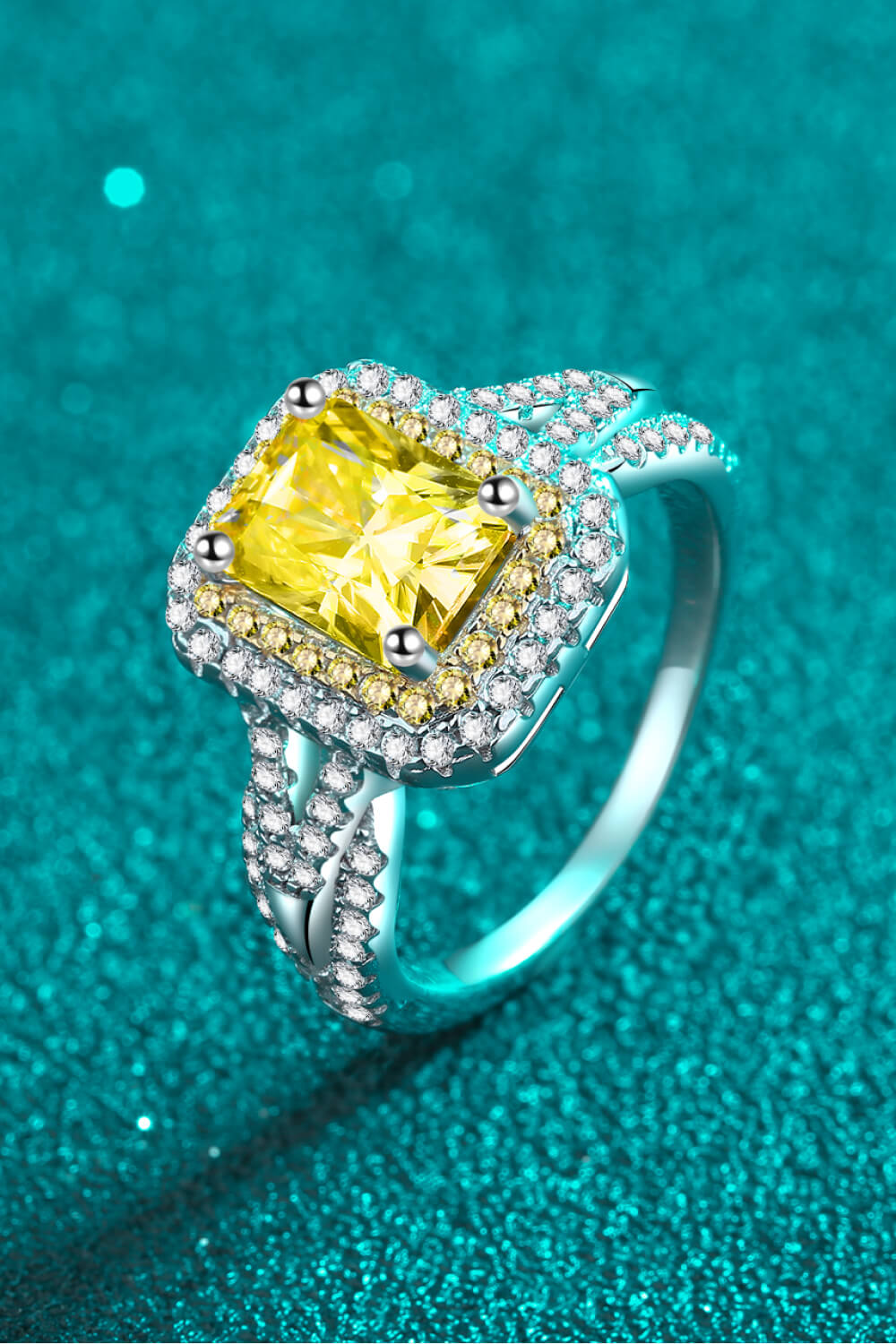 Double Cluster Halo 2 Carat Moissanite Ring
