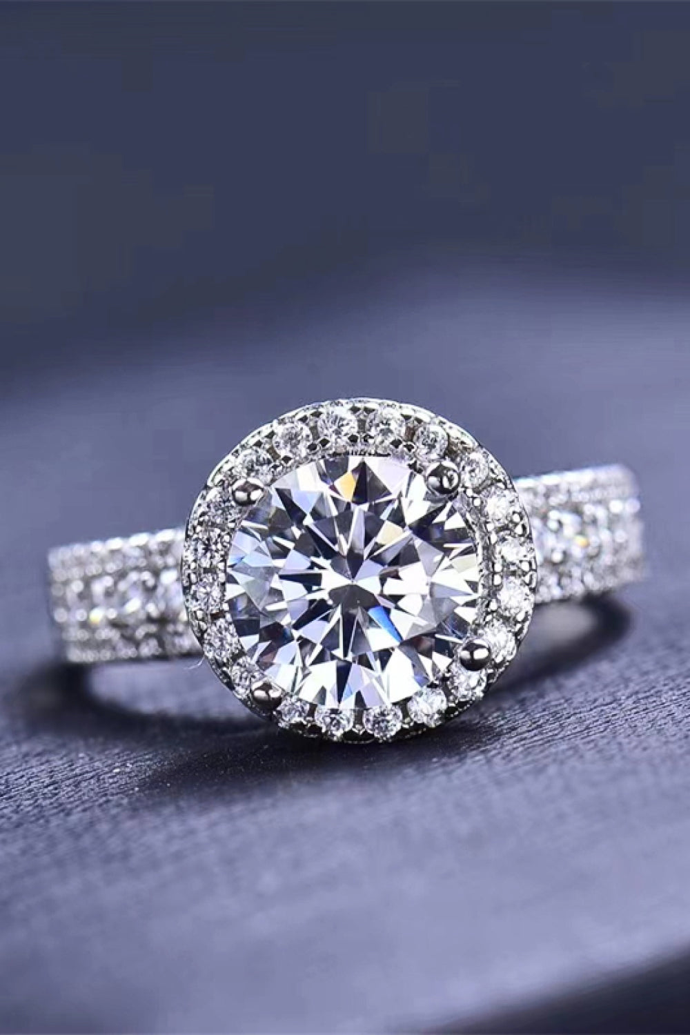 Tripple Row 2 Carat Moissanite Classic Round Ring