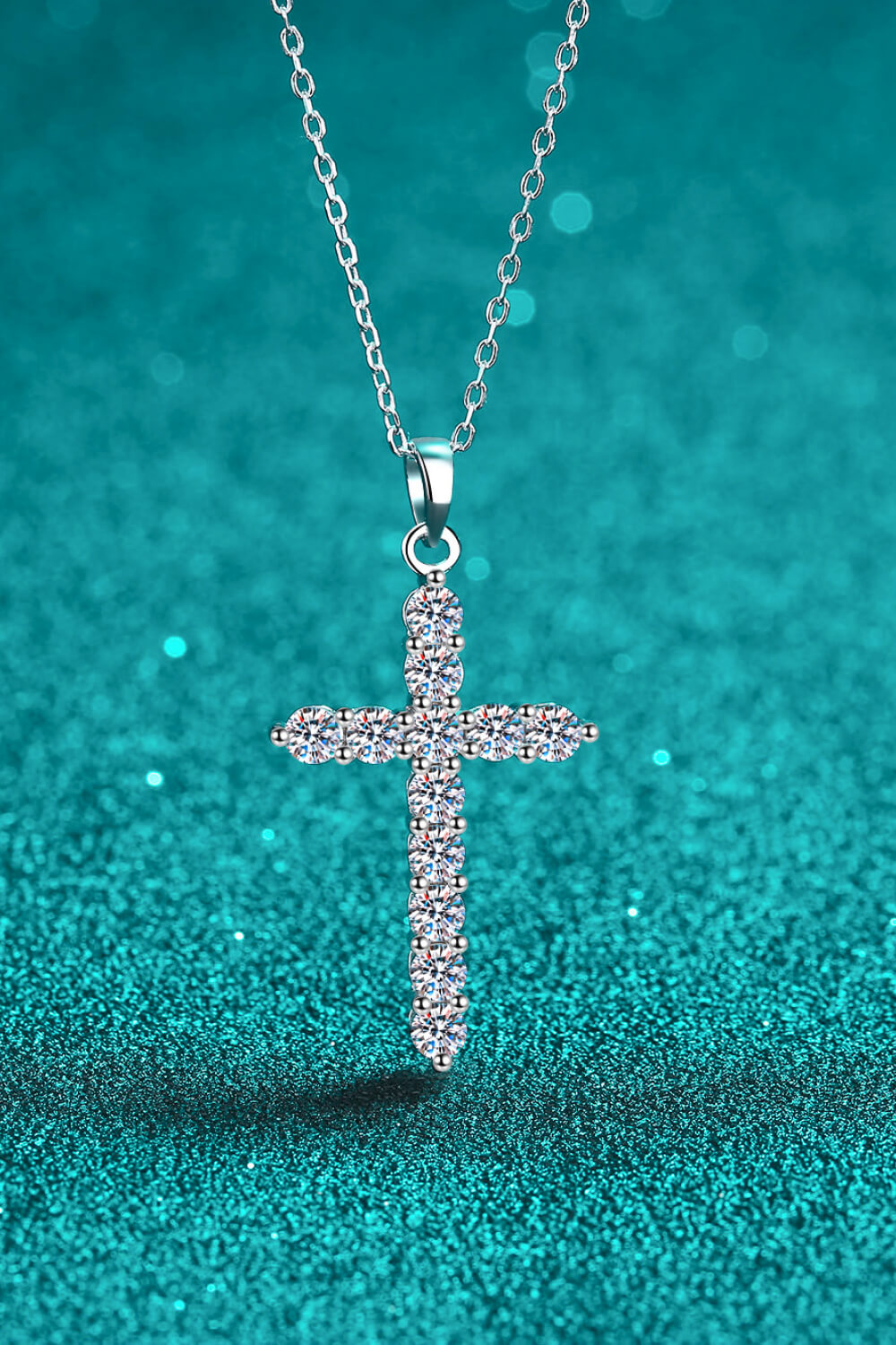 Cluster Cross Moissanite Necklace